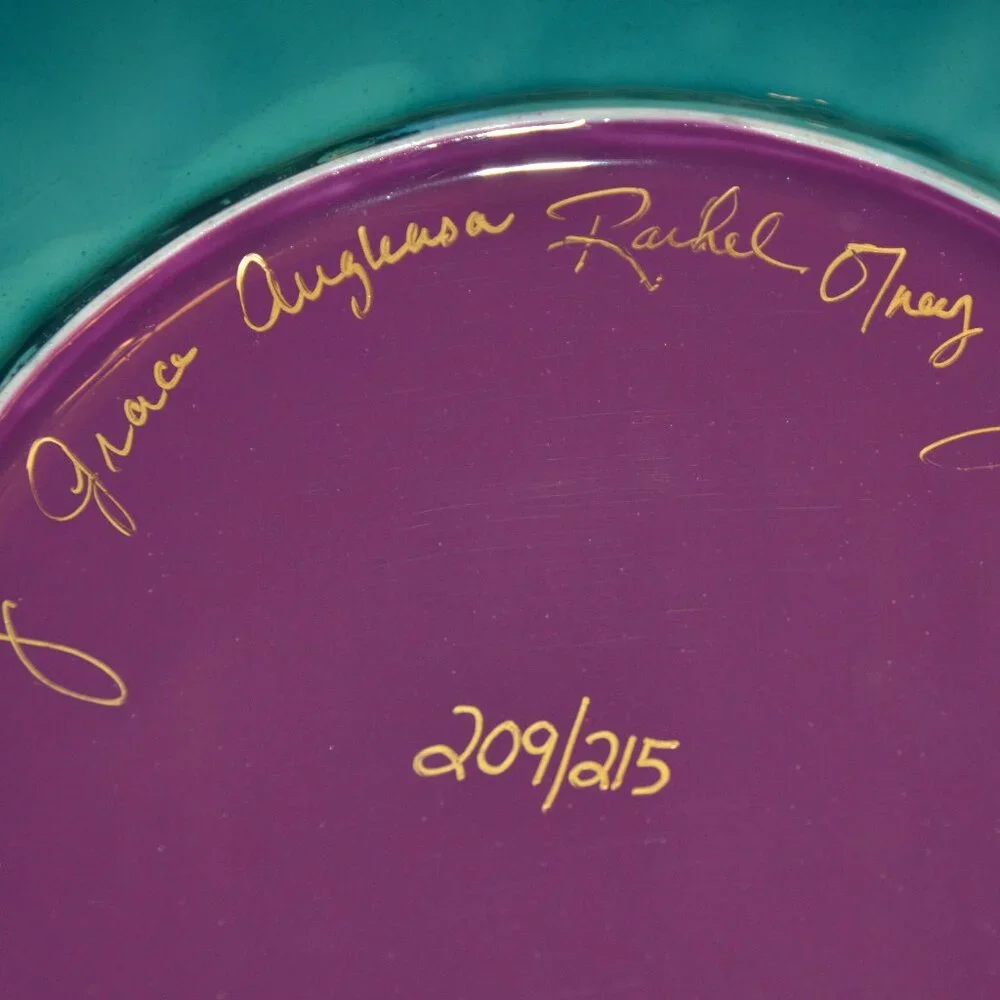 RARE LIMITED EDITION SIGNED JAY STRONGWATER MAGNOLIA FLOWER BUTTERFLY FROG PLATE